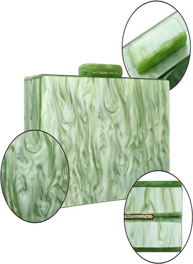 Simcat Marbling Green Acrylic Evening Bag Lady Clutch Purse Elegant Party Box Clutch Crossbody Bag for Prom Banquet Daily (Green) - Image 3